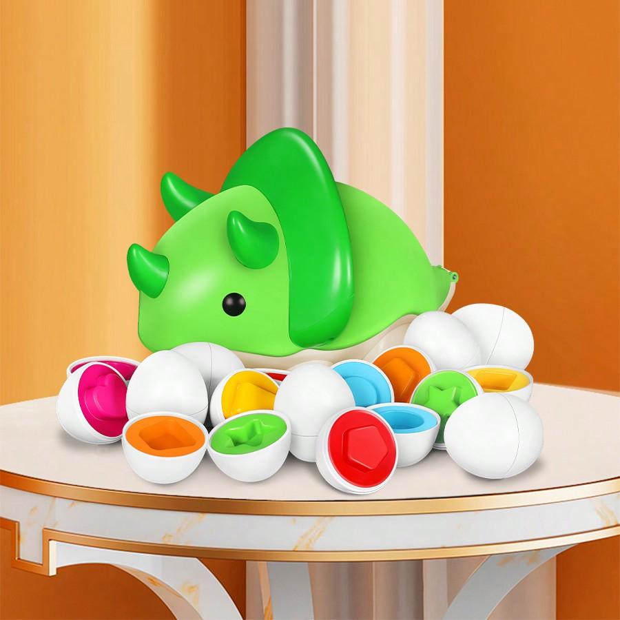Dinosaur Matching Eggs Toys Fine Motor Toys Toddler Toy For 2 3 Years Old Girls Boys 18 Months Kids 12 PCS Color Eggs Match,Count Eggs Educational Toy