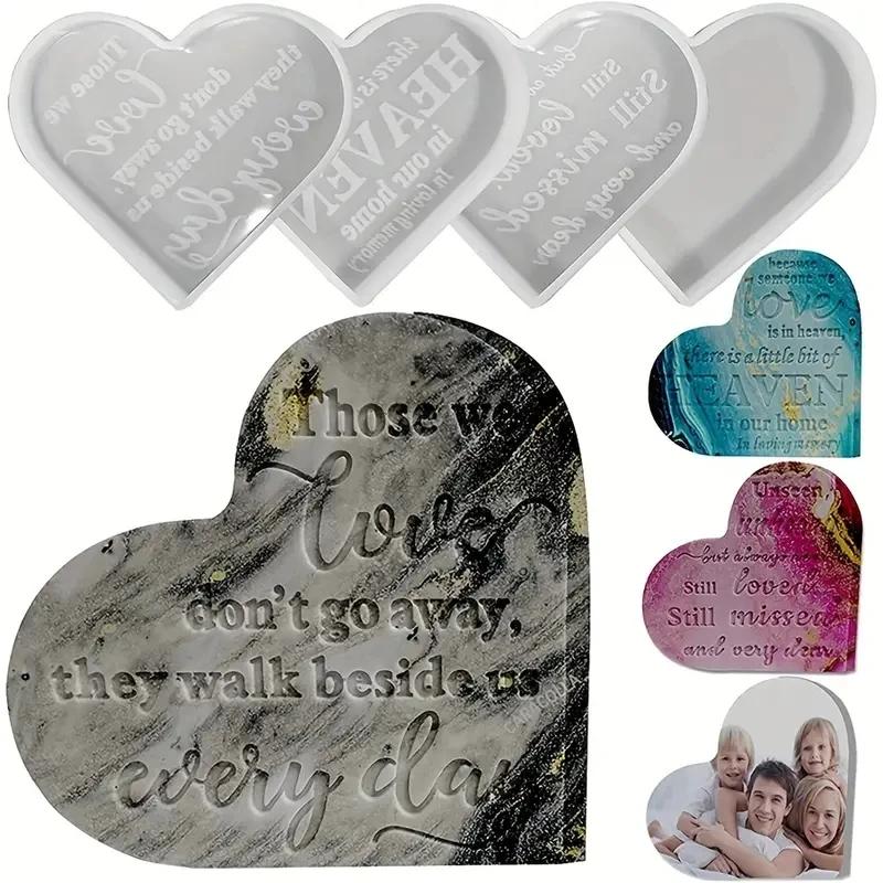 Heart Sign Resin Silicone Mold for DIY Craft Memorial Casting Home Decoration Flower Preservation Table Decorations