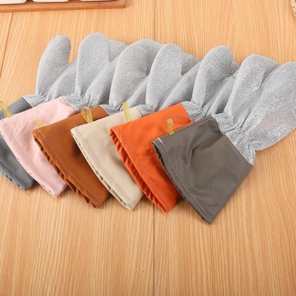 2 Paar Verlängerte Spülhandschuhe Verdickte Haushaltshandschuhe Silberdraht-Handschuhe Topfschrubben