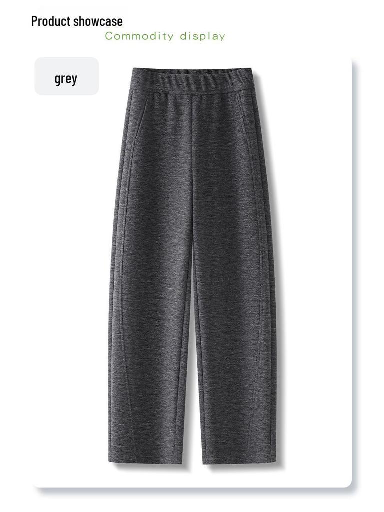 Women's Gray Woolen High-Waist Scimitar Pants - 2024 Autumn/Winter Collection