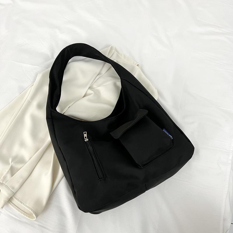 

Холщовая большая сумка женская 2025 новая большая вместительная на плечо мессенджер сумка-тоут универсальная студенческая тканевая сумка чёрный