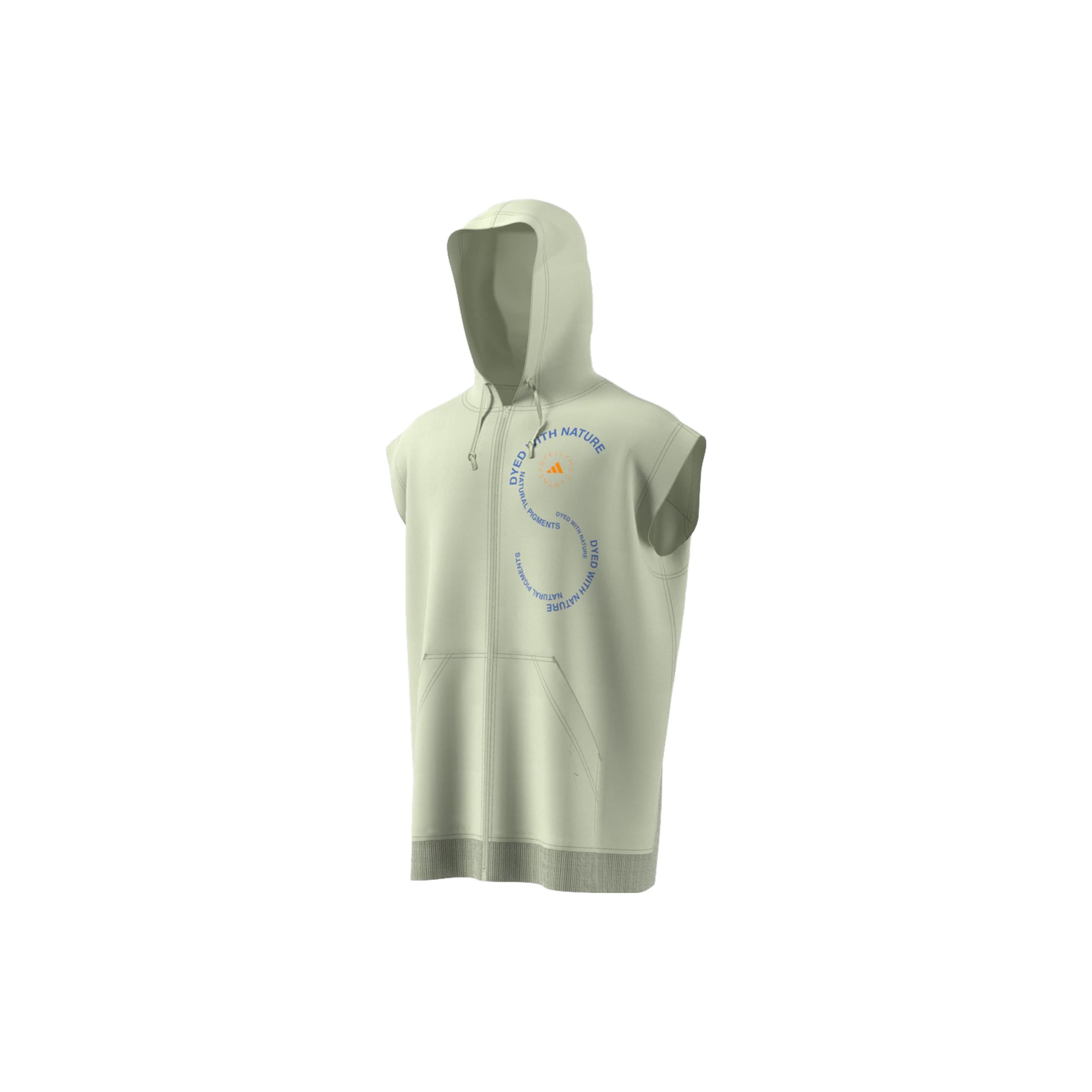 Adidas Letter Logo Print Sleeveless Zip-Up Hoodie, Unisex Magical Yellow Green Casual Hoodies IA7718 XS