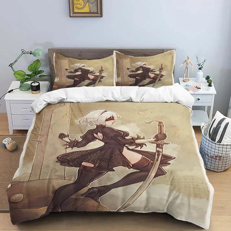 Comic Nier Art Print Three Piece Bedding Set Fashion Article Children or Adults for Beds Quilt Covers Pillowcases Bedding Set