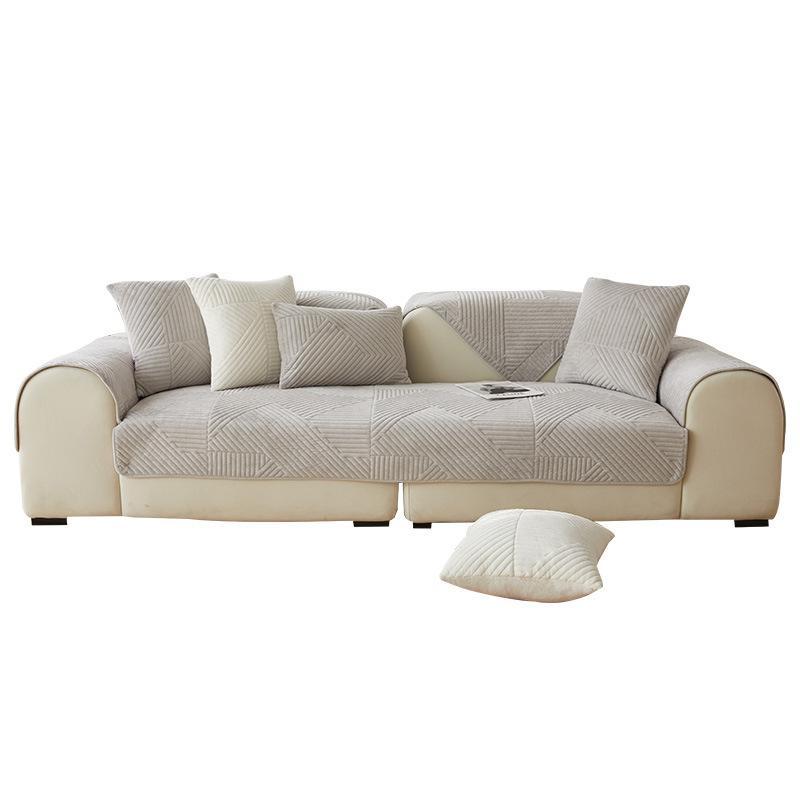 Nordic Short Plush Leather Sofa Cushion Non-Slip Modern Minimalist Four Seasons Universal Sofa Cover Cover Winter Fabric Cushion