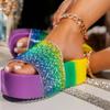 Sandali con zeppa da donna con plateau, scarpe da spiaggia bohémien, pantofole