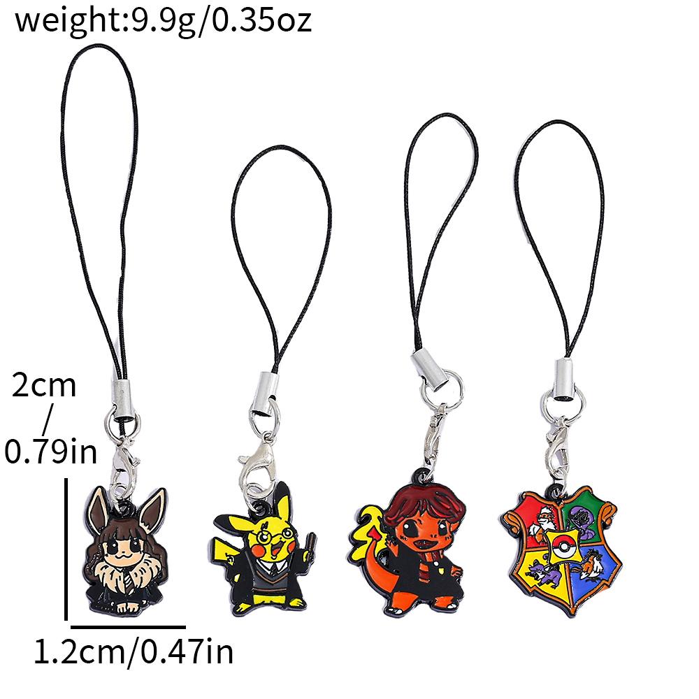 4pcs Pokemon Keychain Set Cute Cartoon Character Keyring Bag Mobile Phone Pendant Fans Party Gift Accessories