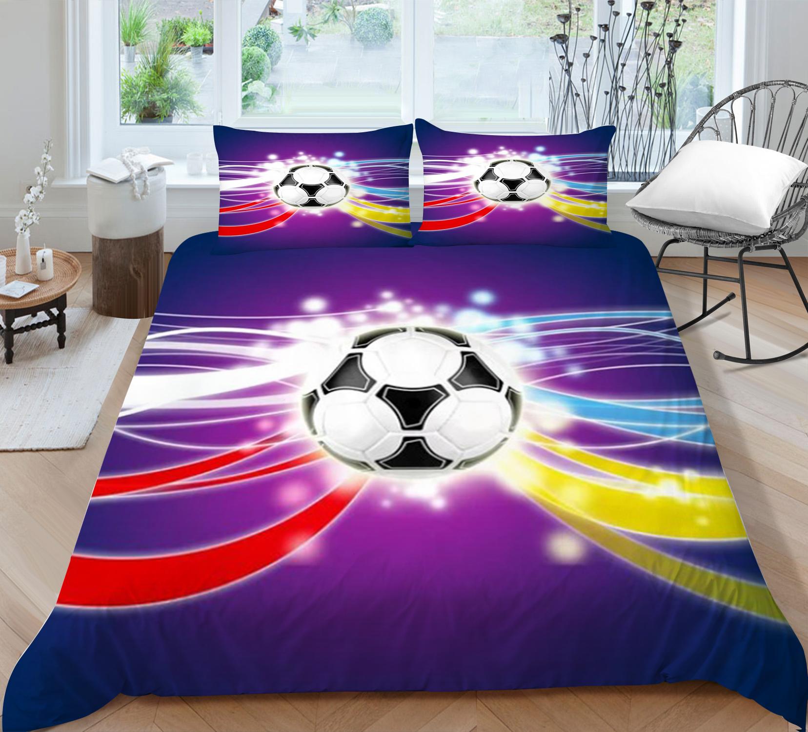 

Новый дизайн, комплекты постельного белья с футбольным принтом, комплект пододеяльников с 3D принтом, американский домашний текстиль, мягкие дышащие мягкие покрывала Single 135x200cm