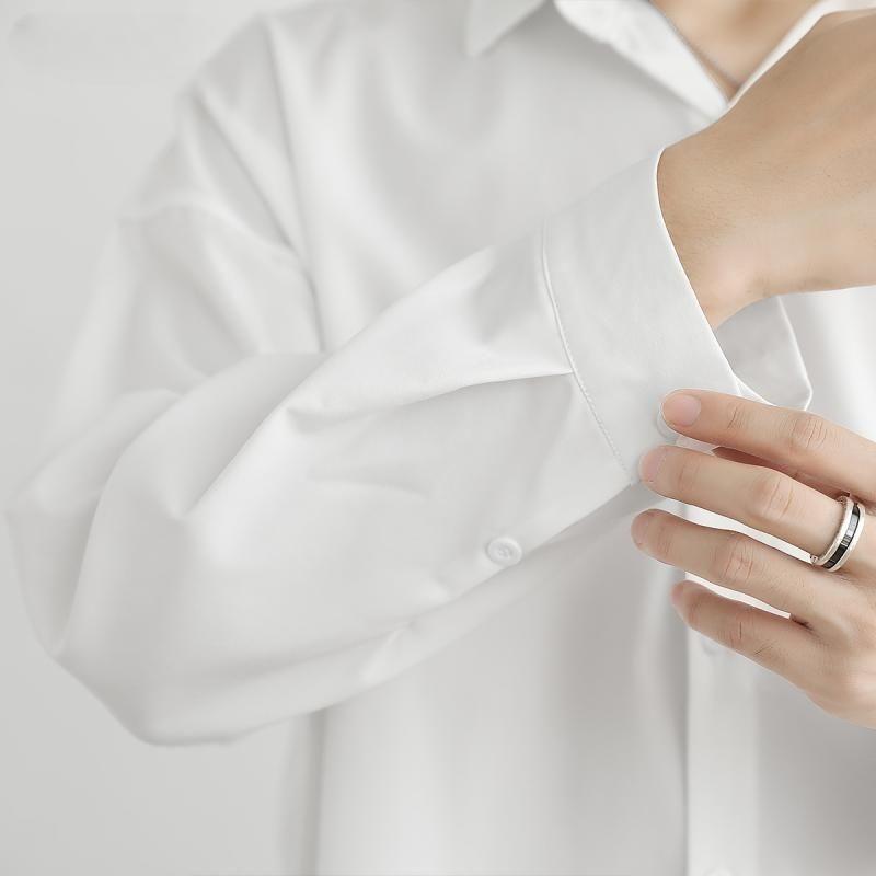 Non-ironing draping shirt men's long sleeve black plankton handsome casual high-grade with spring and autumn white shirt