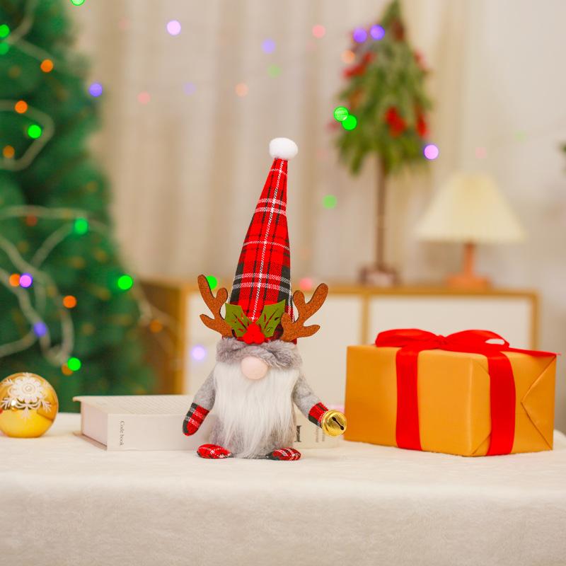 Christmas Festival Faceless Dwarf Doll Ornaments Red Grey And Green Dolls Window Decoration Props