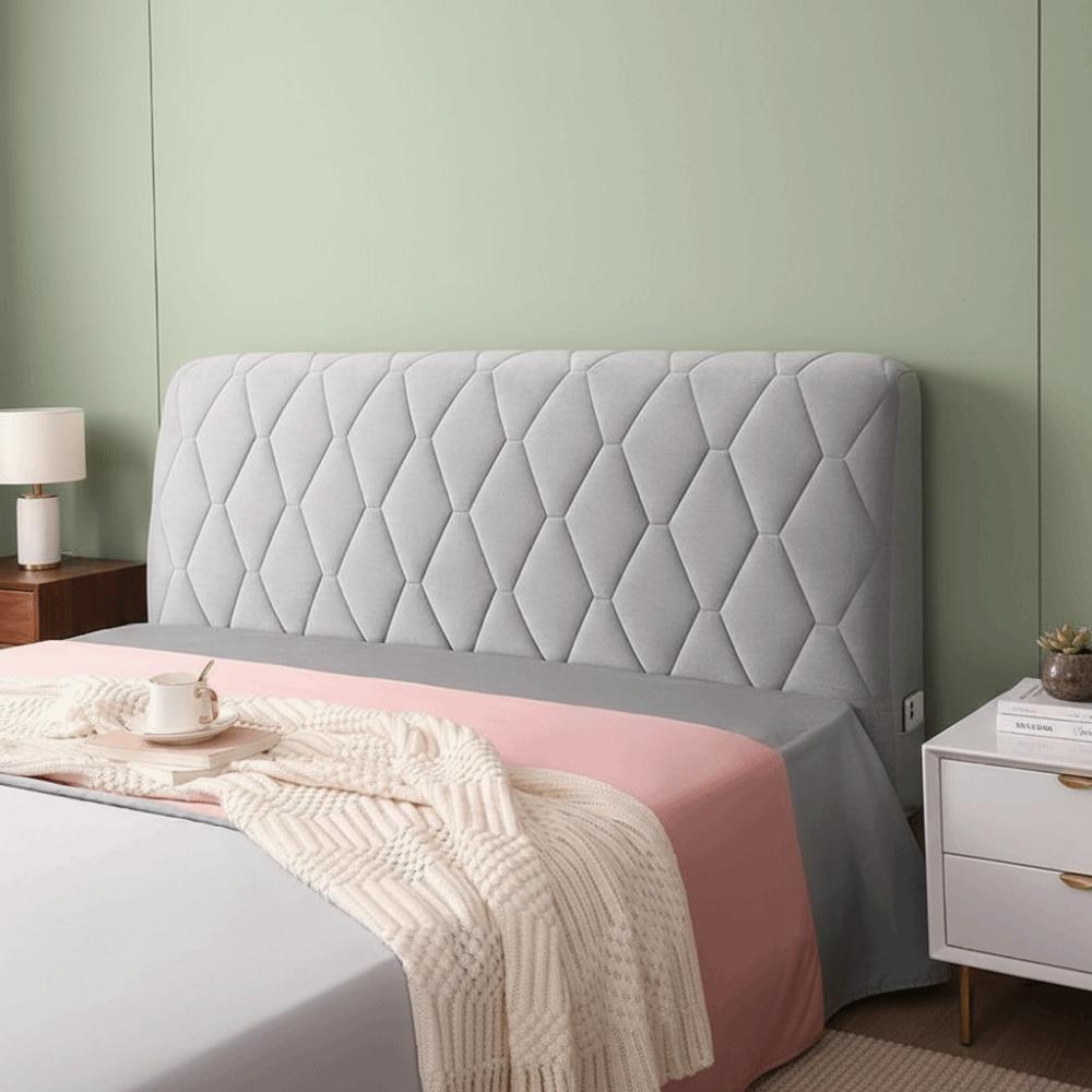Modern Velvet Quilted Bed Head Cover Solid Color Resilient Bed Back Protector Cover Soft Dustproof Bedside Cover Girl Bedroom