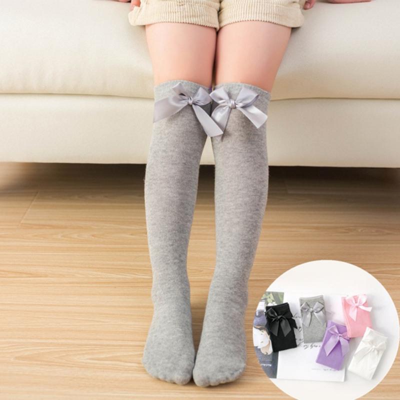 Girl Socks Long Sock Over Knee High Bow Baby Winter Girls Toddler Shoes Socks Girls 2 To 8 Year Socks Kids Cotton Spring Autumn