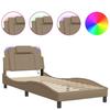 VidaXL Bed Frames with LED Lights, Upholstered Bed with Cushion, Single Bed, Adult Bedroom Bed, Modern, Cappuccino 3213991