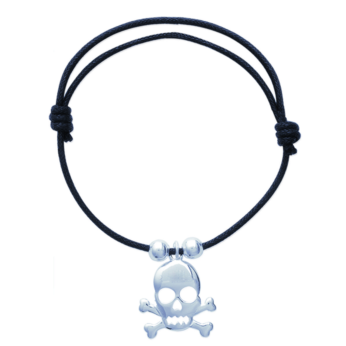 

Сокровища Лили [H6259] - Серебро Браслет Skull , черное, серебро - 18x18 мм