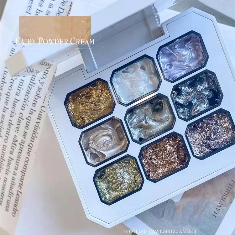 9 Grid Nail Solid Pigment Nail Art Decor Watercolor Manicure Metallic Paint Draw Chrome Glitter Powder Flowers Nails Fairy Power