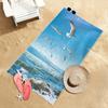 Seagull Ocean Print Beach Towel Coastal Seaside Wave Design Quick Dry Absorbent Microfiber Towel for Beach Camping Travel