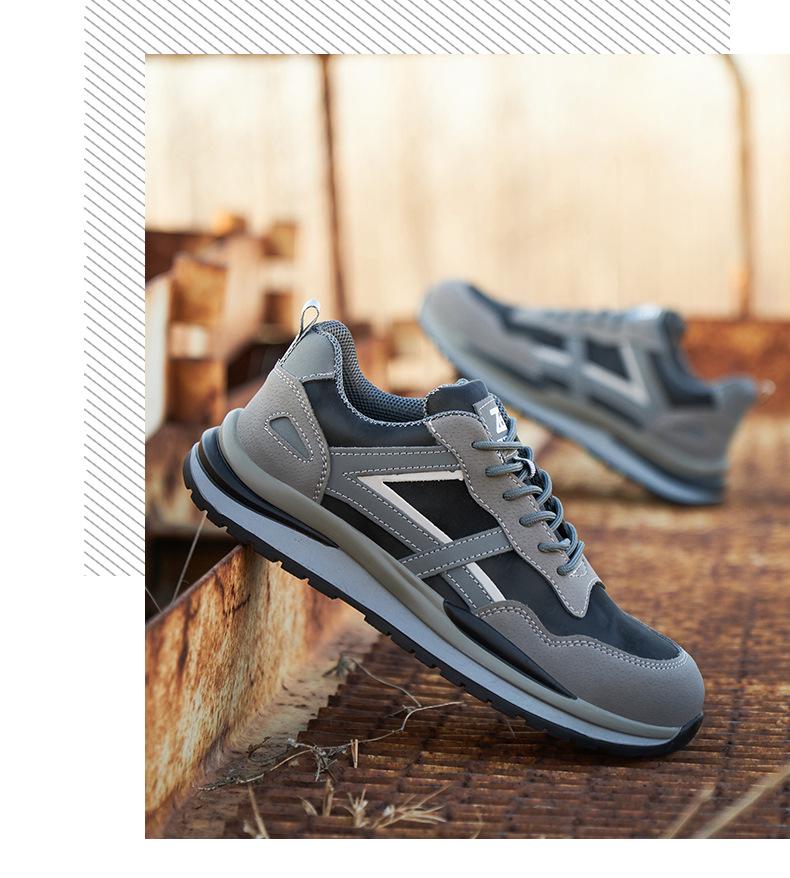 Men's Safety Shoes with Steel Toe Cap, Anti-smash, Anti-puncture, Wear-resistant, Rubber Sole for Labor Protection.