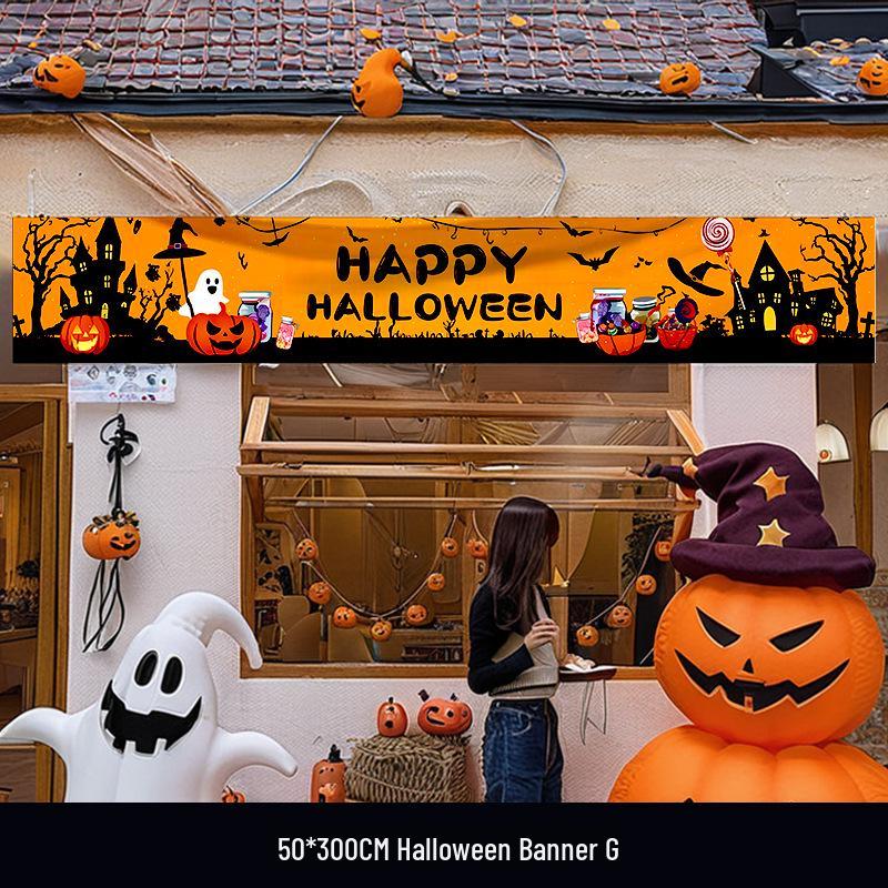Halloween Pumpkin Banner: Outdoor Doorway & Wall Decor for Photo Props