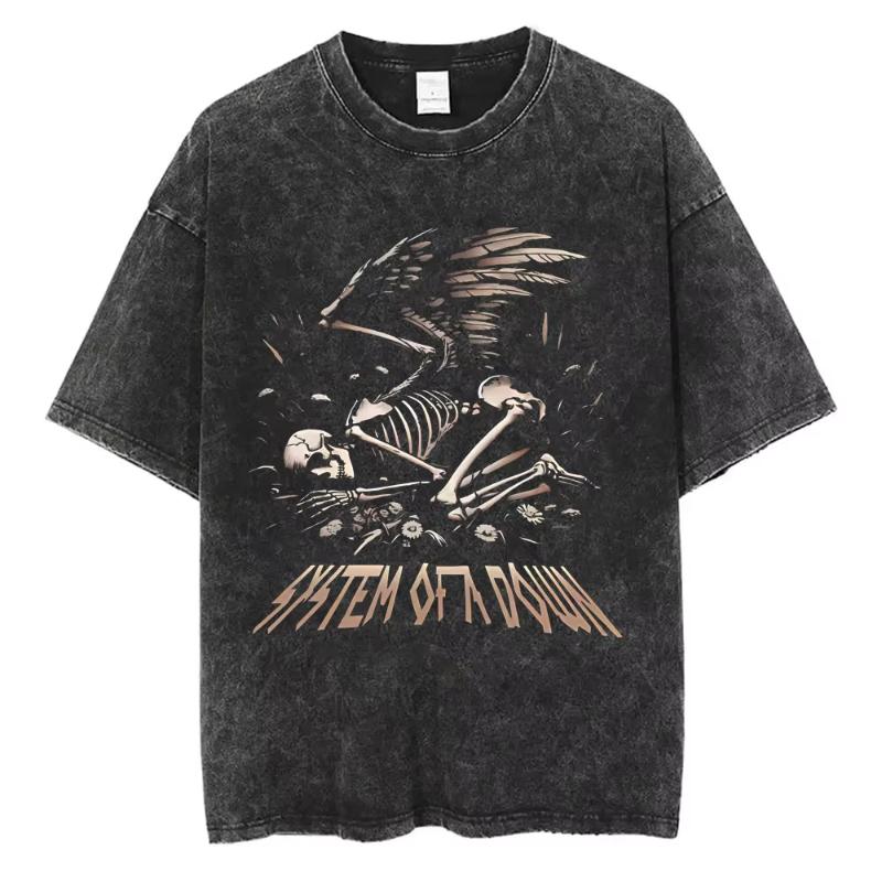 System of A Down Toxicity Album Graphic Washed Tshirt Unisex Women Rock Oversized T Shirts Unisex Vintage Alternative Metal Tshirts