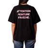 T-shirt Attention Peinture Fraîche Black Pink