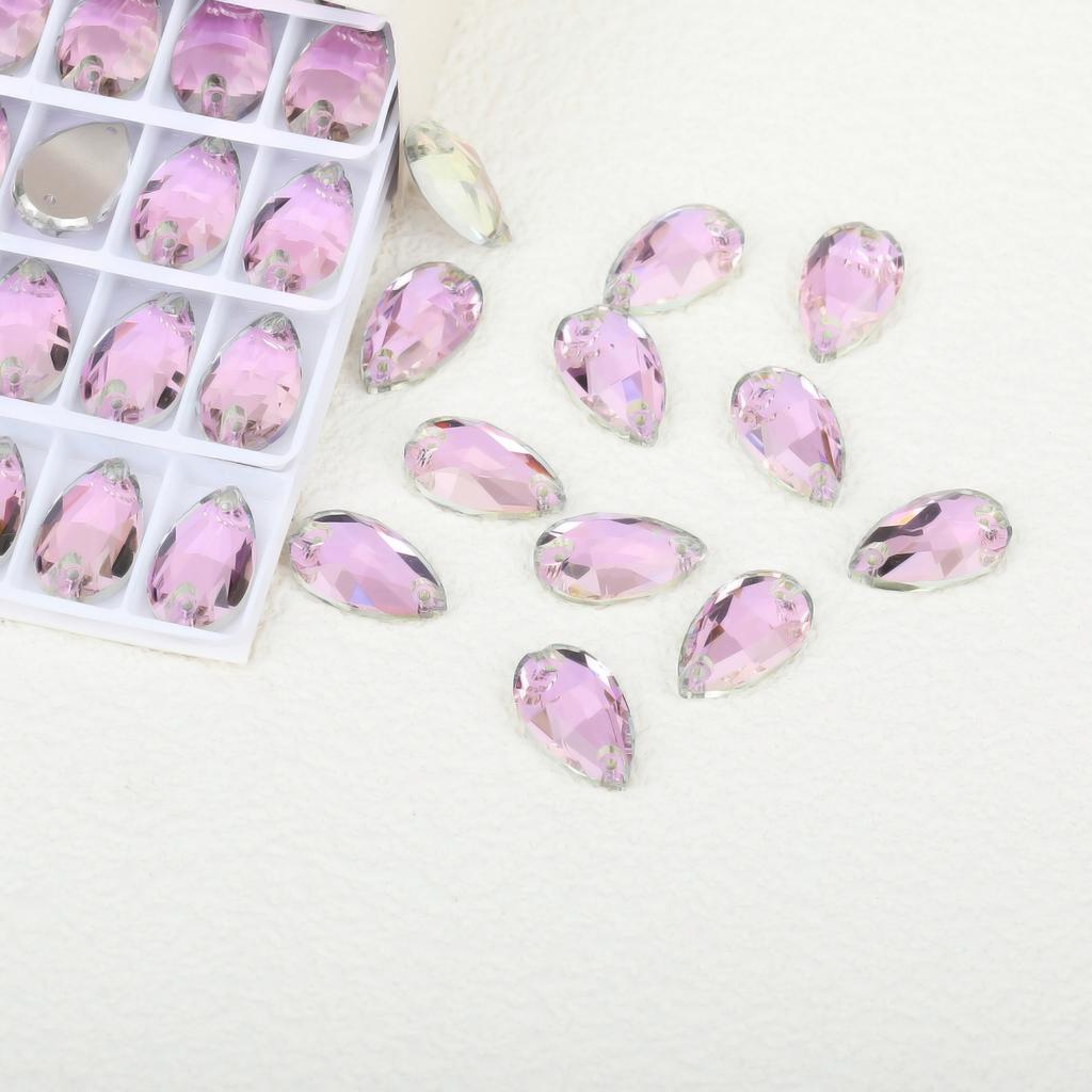 K9 Weichen Glass Boutique Hand-Sewn Drill Flat Bottom Double Hole Water Drop Flat Buckle Ab Special-Shaped Colored Diamond Diy/Double Hole Gem Drill