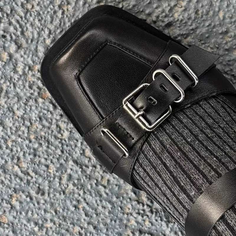 Yutu's niche round head shallow mouth single shoes summer dark punk leather shoes women's 2025 new black shoes