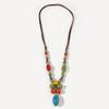 JMXD Boho Vintage Ceramic Long Necklace Sweater Chain Pendant Statement Versatile Clothing Accessory Ethnic Retro Fashion Jewelry