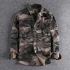 Men's Washed Camouflage Double-Pocket Long-Sleeve Casual Workwear Shirt