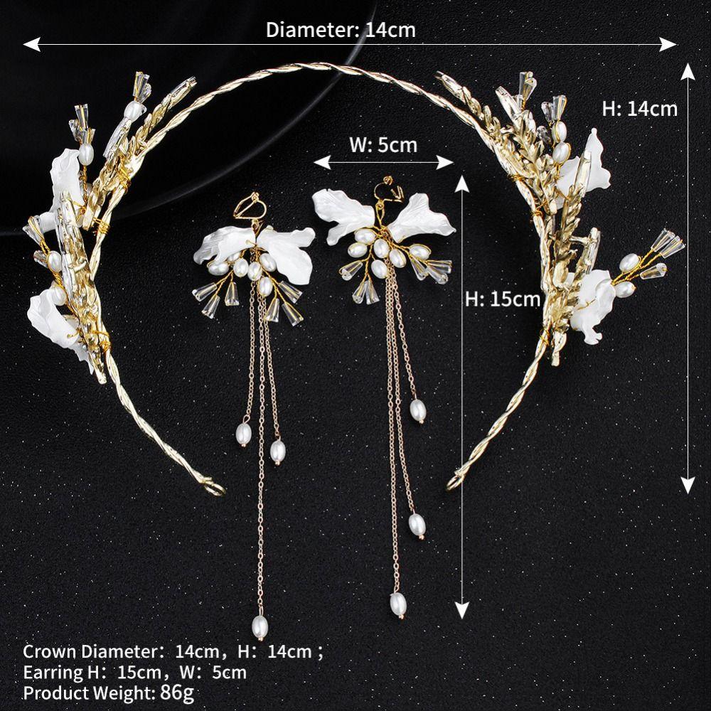 Handmade Bridal Headwear Earring Set Tassels Earring Flower Headbands  Female Decoration