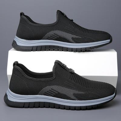 Spring and Summer New Men's Leather Shoes Sports and Leisure Men's Single Shoes Walking Shoes Flying Woven Breathable Mesh
