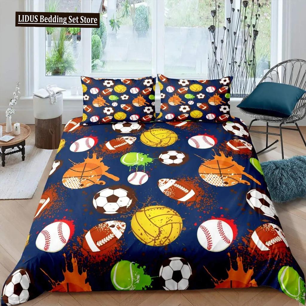 Tennis Ball Duvet Cover Set Sports Game Themed Bedding Set Twin Size For Boys Teens Adult Tennis Racket Ball Comforter Cover