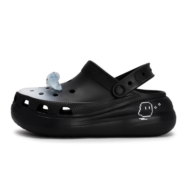 Crocs Classic Clog 811 Made Ghost Haunted Gift Box EVA Kid Funny and Cute Detachable Hole Shoes for Men and Women Black and White