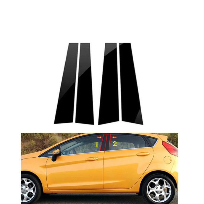 4PCS Polished Pillar Posts Fit For Ford Fiesta 5 Doors 2011 2012 2013 2014 2015 2016 Window Door Pillar Post Cover Trim
