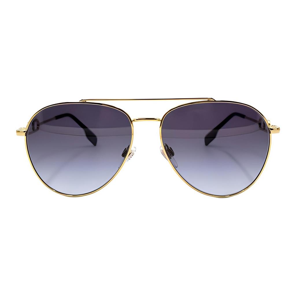 Burberry Segundo. Serie de Patrones de Logotipo Exclusivo con Monograma Gafas de Sol Metálicas de Piloto Gafas de Sol para Mujer Doradas Degradado Gris Oscuro B3128-1109-8G