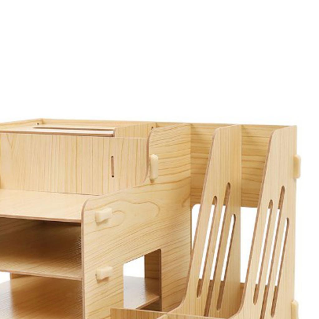Desktop Organizer Multipurpose Modern Simple Style Wood Desktop Storage Shelf for Home School