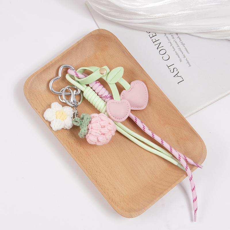 Fun Resin Fruit Key Pearl Chain  Series Leather Cherry Bag Pendant Fashion Backpack Accessories
