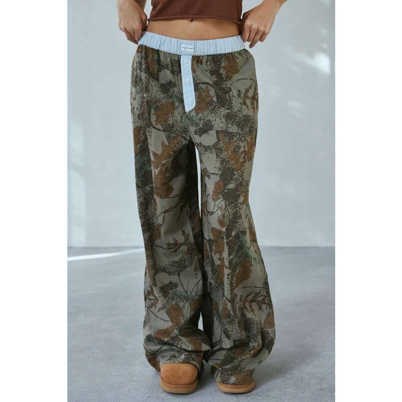 

Женские весенне-летние новые свободные повседневные брюки с широкими штанинами в камуфляжном стиле XL
