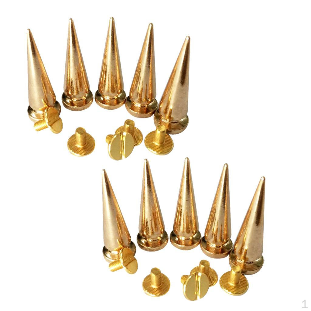 

10 Pcs Copper Taper Screw Stud Leather Craft Rivets Shoe Gold