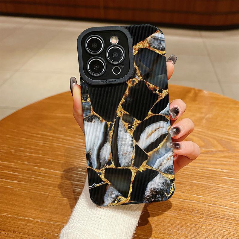 

Мягкий силиконовый чехол-накладка на заднюю панель телефона из кожи с принтом под мрамор с вертикальной текстурой и полной защитой объектива камеры для Samsung Samsung A55 5G