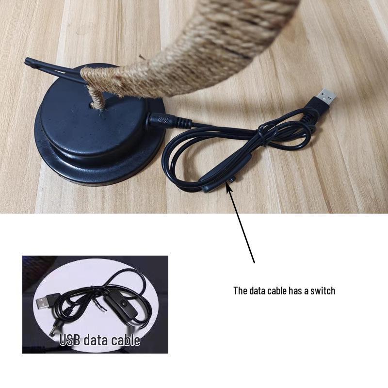 LED Star and Moon Vine Ball Desk Lamp with Hemp Rope and Iron Art - USB Decorative Night Light