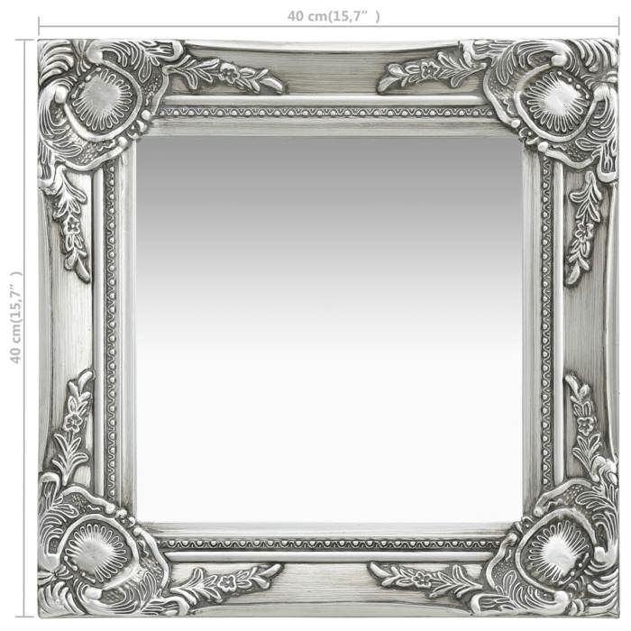 VidaXL Miroir mural style baroque 40x40 cm Argenté 320306