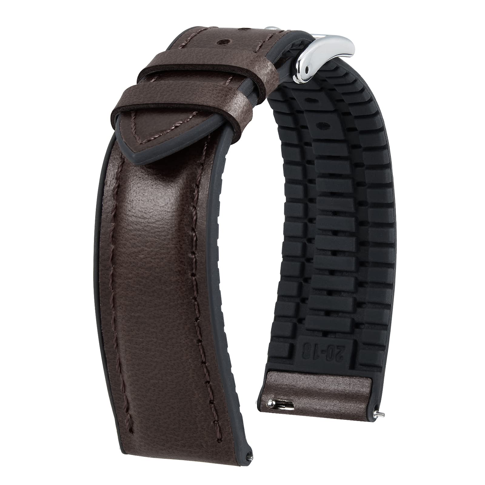 

[BINLUN] Кожаный ремешок для часов, Быстросъемный, Кожаный, Ремешок для часов, Внутренний силикон, Дышащий, 22 mm