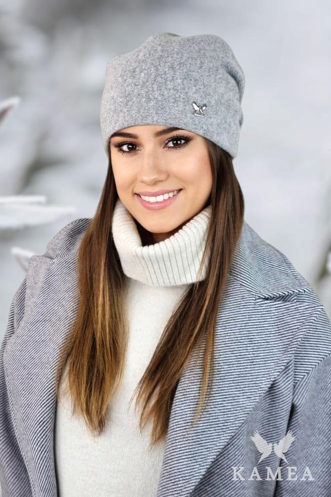 Lily Plain Wool Women' Hat with Logo Gray