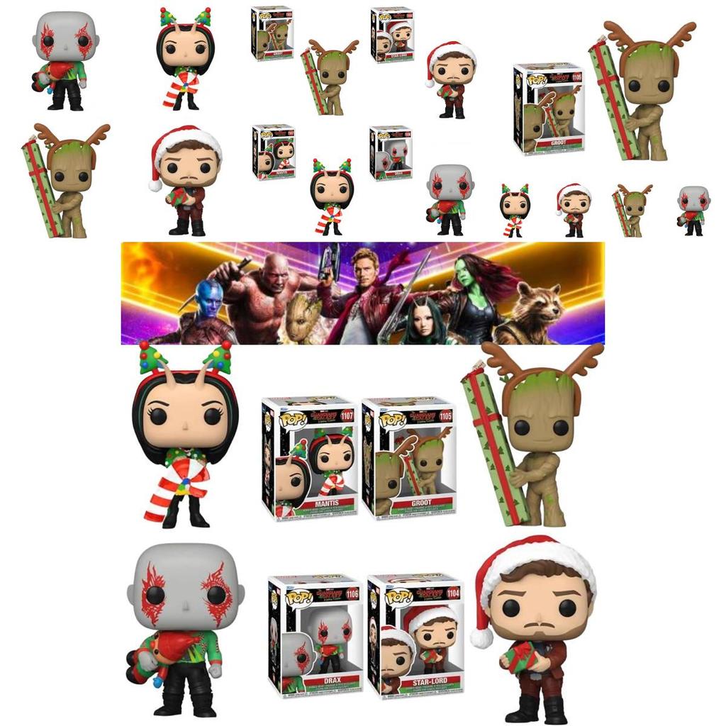 Marvel Guardians Of The Galaxy Christmas Edition Funko Pop Figures Star-lord Groot Drax Mantis 10cm Height