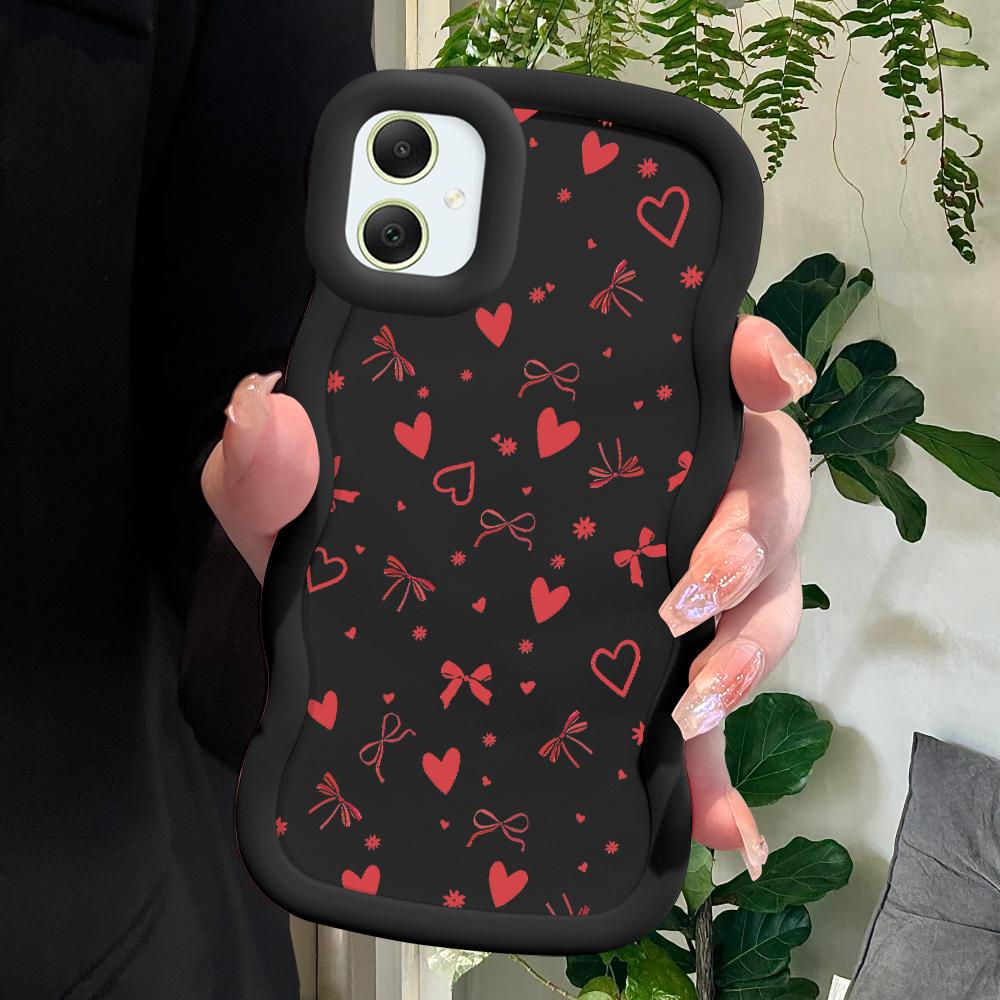 Love Heart Bow Pattern Soft Phone Cover for Samsung Galaxy A52 A73 A12 S24 Ultra 5G S23 S22 S21 S20 FE Wave Edge Shockproof Protective Rubber Case