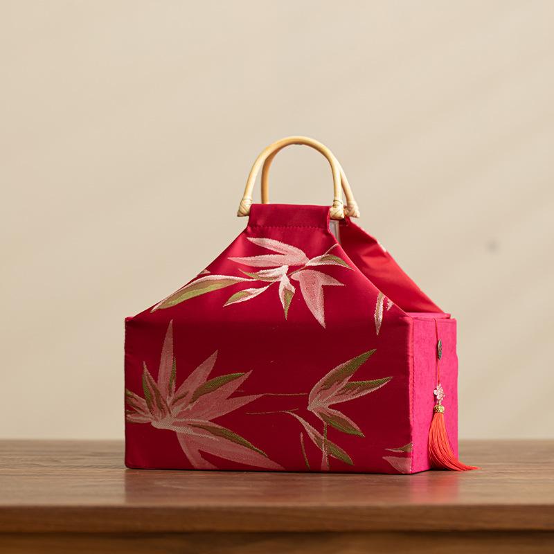 Creative Chinese Style Portable Tea Handbag Large Capacity Tea Can Festival Gift Box Travel Tea Set Cup Retro Storage Bags New