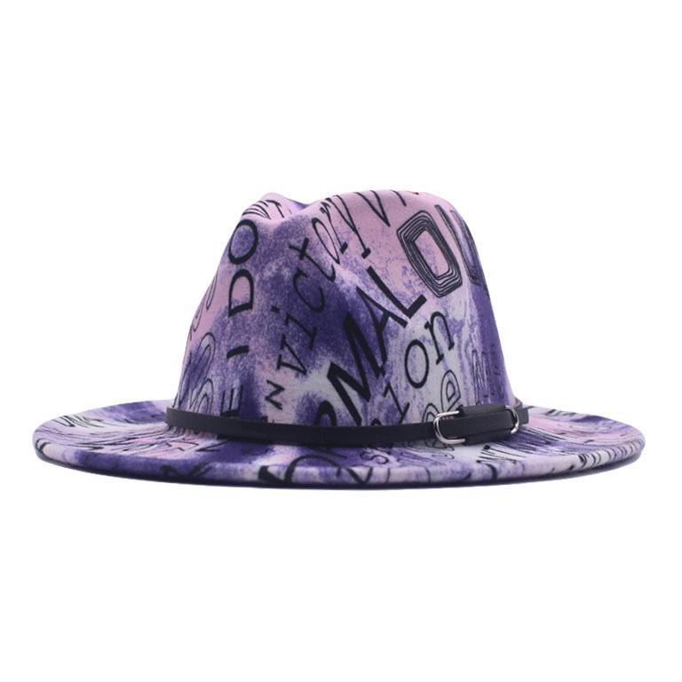 Autumn and winter men's and women's new letter digital printing big eaves hat fashionable British woolen belt jazz hat