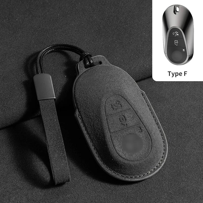 Interior Mouldings Suede Car Key Case Cover Protector Shell For Mercedes Benz C CLE E GLC S Class W206 X254 W214 W223 Remote Fob