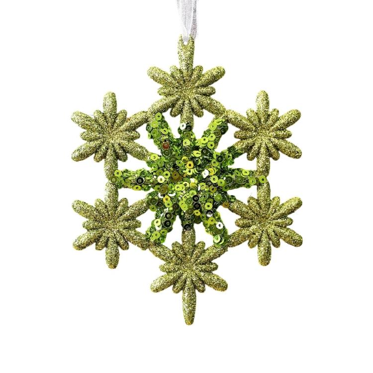 Shatterproof Snowflake Christmas Tree Ornament Glittering Green Acrylic Hanging Decoration Seasonal Accessories