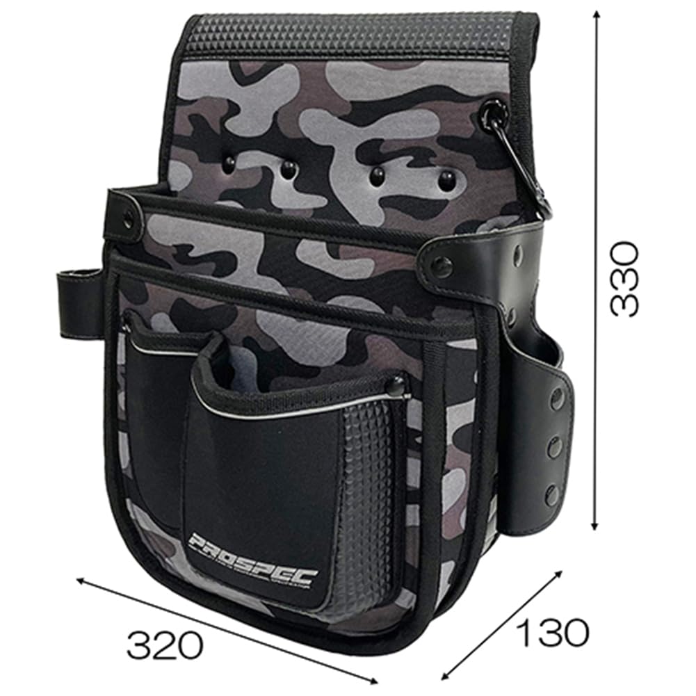 SK11 PRO-G15 Nail Bag with Holder, Reinforced Bottom, Gray Camouflage Fabric