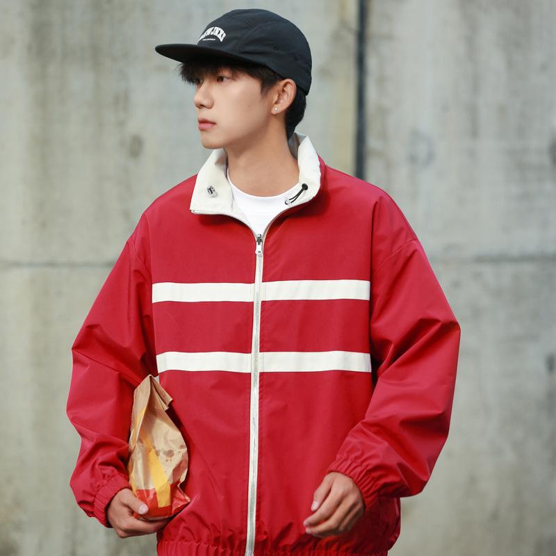 

Американский уличный двустороннее пальто Мужское весенне-осеннее Дизайнерское Свободное Универсальное Ретро Куртка в стиле милитари S красный